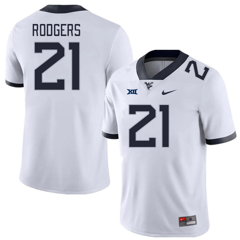 West Virginia Mountaineers #21 Ira Errett Rodgers College Football Jerseys Stitched Sale-White